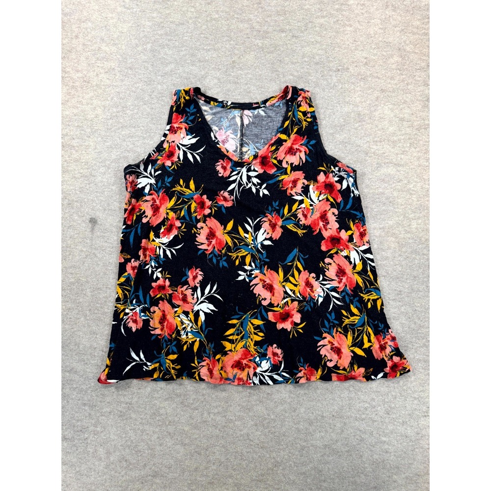 Lane Bryant Swing Tank Top Womens 18/20 Multicolor Floral Rayon Stretch V-Neck